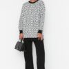 Trendyol Black Geometric Patterned Sweater-Pants Knitwear Set