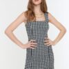 Trendyol Black Gingham Super Mini szőtt ruha
