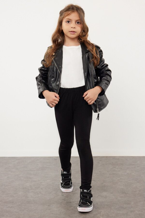 Trendyol Black Girl Cotton Basic Knitted Leggings
