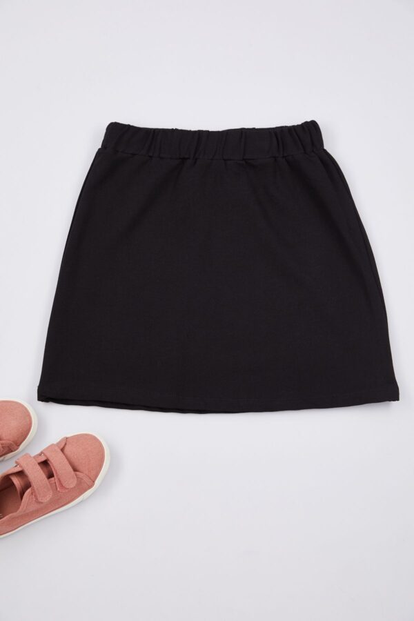 Trendyol Black Girl Seasonal-Thin Waist Elastic Plain Cotton Knitted School Skirt