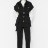 Trendyol Black Gold Buttoned Vest-Pants Knitted Suit