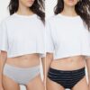 Trendyol Black-Grey 2-Pack Seamless Striped Classic Knitted Panties