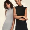 Trendyol Black-Grey 2-Pack Stand Collar Sleeveless Undershirt Tunic Lining