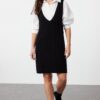 Trendyol Black Hair Braided Knitwear Gilet Dress