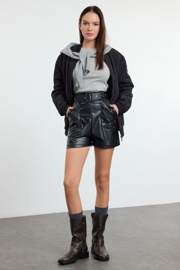 Trendyol Black High Waist Belted Mini Shorts & Bermuda