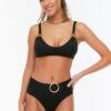 Trendyol Black High Waist Bikini Bottoms With Accessory Details
