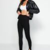 Trendyol Black High Waist Fuso Interlock Knitted Tights