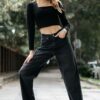 Trendyol Black High Waist Skater Jeans
