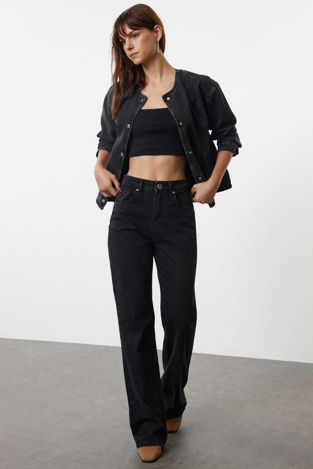 Trendyol Black High Waist Wide Leg Jeans