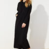 Trendyol Black Kangaroo Pocket Hooded Oversize Knitted Sweat Dress