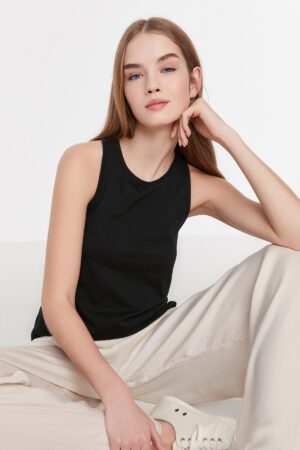 Trendyol Black Knitted Singlets With Back Detail Trendyol Black Knitted Singlets With Back Detail