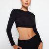 Trendyol Black Knotted Knitted Crop Blouse