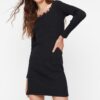 Trendyol Black Lace Detail Mini Knitted Dress