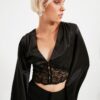 Trendyol Black Lace Detail Satin Blouse