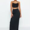 Trendyol Black Maxi High Waist Flexible Knitted Skirt