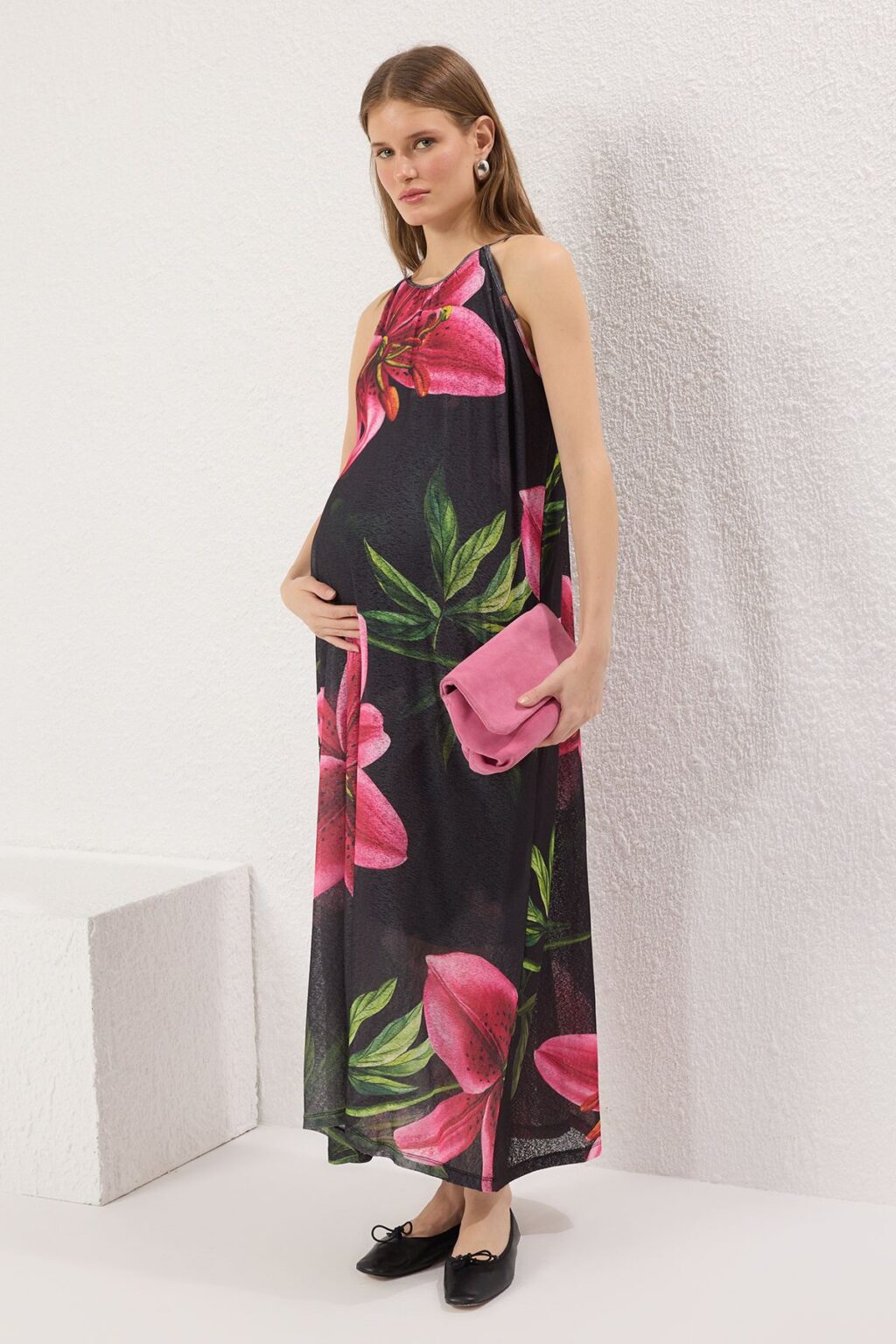 Trendyol Black Maxi Length Halter Neck Knitted Flexible Maxi Dress
