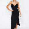 Trendyol Black Maxi Woven Backless Linen Blend Beach Dress
