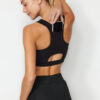 Trendyol Black Medium Support/Shaping Knitted Sports Bra with Back Pocket Detail