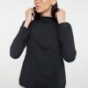Trendyol Black Micro Reflective Print Detailed Hooded Knitted Sports Top/Blouse