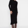 Trendyol Black Midi Knitwear Crew Neck Dress