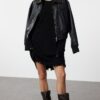 Trendyol Black Mini Knit Wide Pattern Plain Dress with Draping Detail