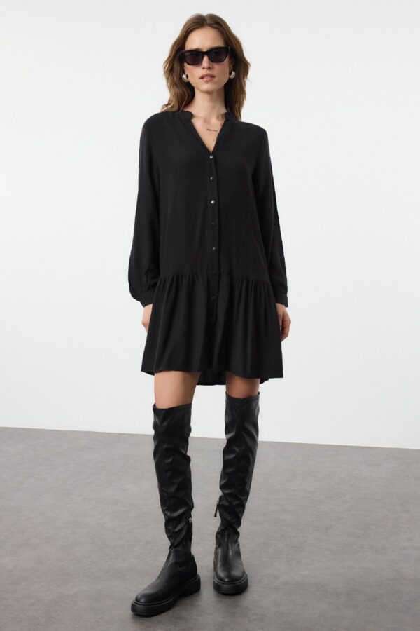 Trendyol Black Mini Thick Viscose Woven Shirt Dress