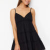 Trendyol Black Mini Woven 100% Cotton Beach Dress