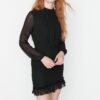 Trendyol Black Mini testhezálló bélelt sifon szövött ruha