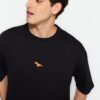 Trendyol Black Oversize Fit Crew Neck Rövid ujjú Dinoszaurusz Hímzett 100% pamut póló
