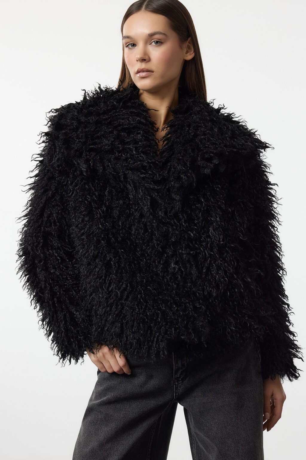 Trendyol Black Oversize Pattern Für Coat