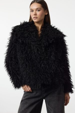 Trendyol Black Oversize Pattern Für Coat