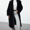 Trendyol Black Oversize Plush Coat