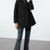 Trendyol Black Oversize Pocket Detailed Woven Blazer Jacket