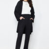 Trendyol Black Oversize Textured/Creamy Knitted Kimono Trousers Top-Bottom Set