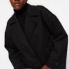 Trendyol Black Oversize széles szabású bélyegzett kabát