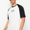 Trendyol Black Oversize/Wide Cut Color Block Printed 100% Cotton T-Shirt