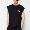 Trendyol Black Oversize/Wide Cut Crew Neck Text Printed 100% Cotton Undershirt