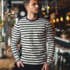 Trendyol Black Oversize/Wide Cut Striped Crew Neck Long Sleeve Cotton T-Shirt