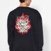 Trendyol Black Oversize/Wide-Fit Mystic Printed Fleece Inside Sweatshirt