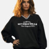 Trendyol Black Oversize/Wrap Knitwear Detailed Slogan Thick Fleece Knitted Sweatshirt