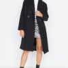 Trendyol Black Oversized Wide Collar részletesen bélyegzett kabát