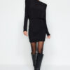 Trendyol Black Padded Draped Fitted Mini Stretchy Knitted Pencil Dress