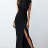 Trendyol Black Padded Woven Long Elegant Evening Dress