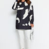 Trendyol Black Patterned Crew Neck Scuba Knitted Sweatshirt
