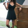 Trendyol Black Piping Detail 2 Layered Tennis Knitted Sports Dress With Shorts