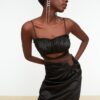 Trendyol Black Piping Detailed Satin Bustier