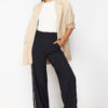 Trendyol Black Piping Leg Zipper Detail Wide Leg/Wide Leg Woven Sweatpants