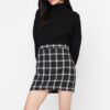 Trendyol Black Plaid Patterned Mini Woven Skirt