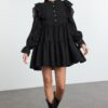 Trendyol Black Plain Lace Detailed Mini Woven Dress