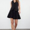 Trendyol Black Pleated Mini Woven Skirt
